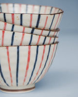 Bowl with blue and red stripes